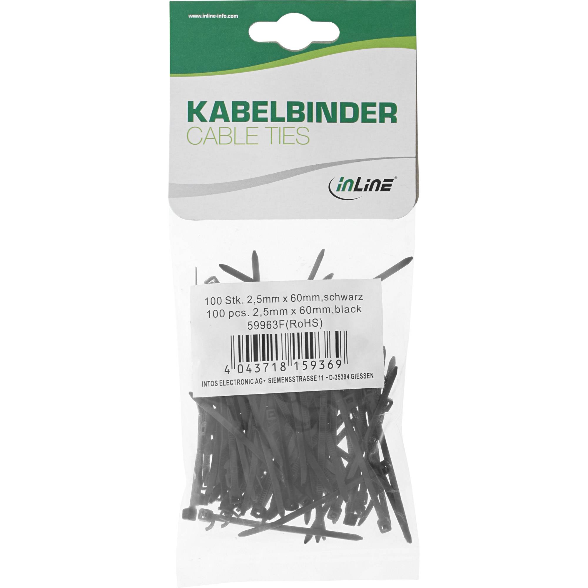INLINE - Kabelbinder - Länge 60mm - Breite 2,5mm - schwarz - 100 Stück