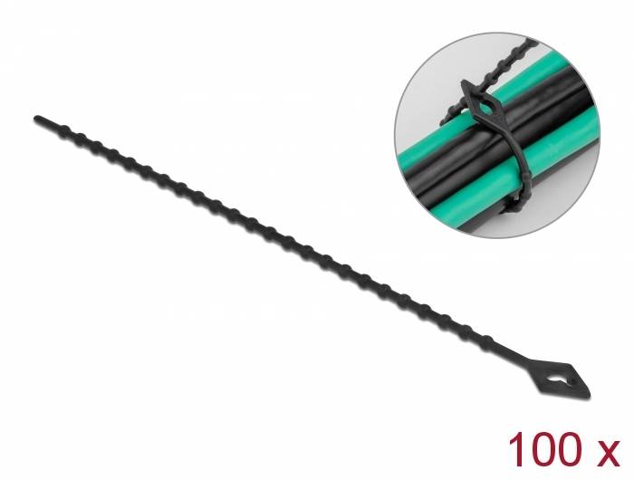Delock - Kabelbinder - mit Perlen - 20 cm - Schwarz (Packung mit 100)