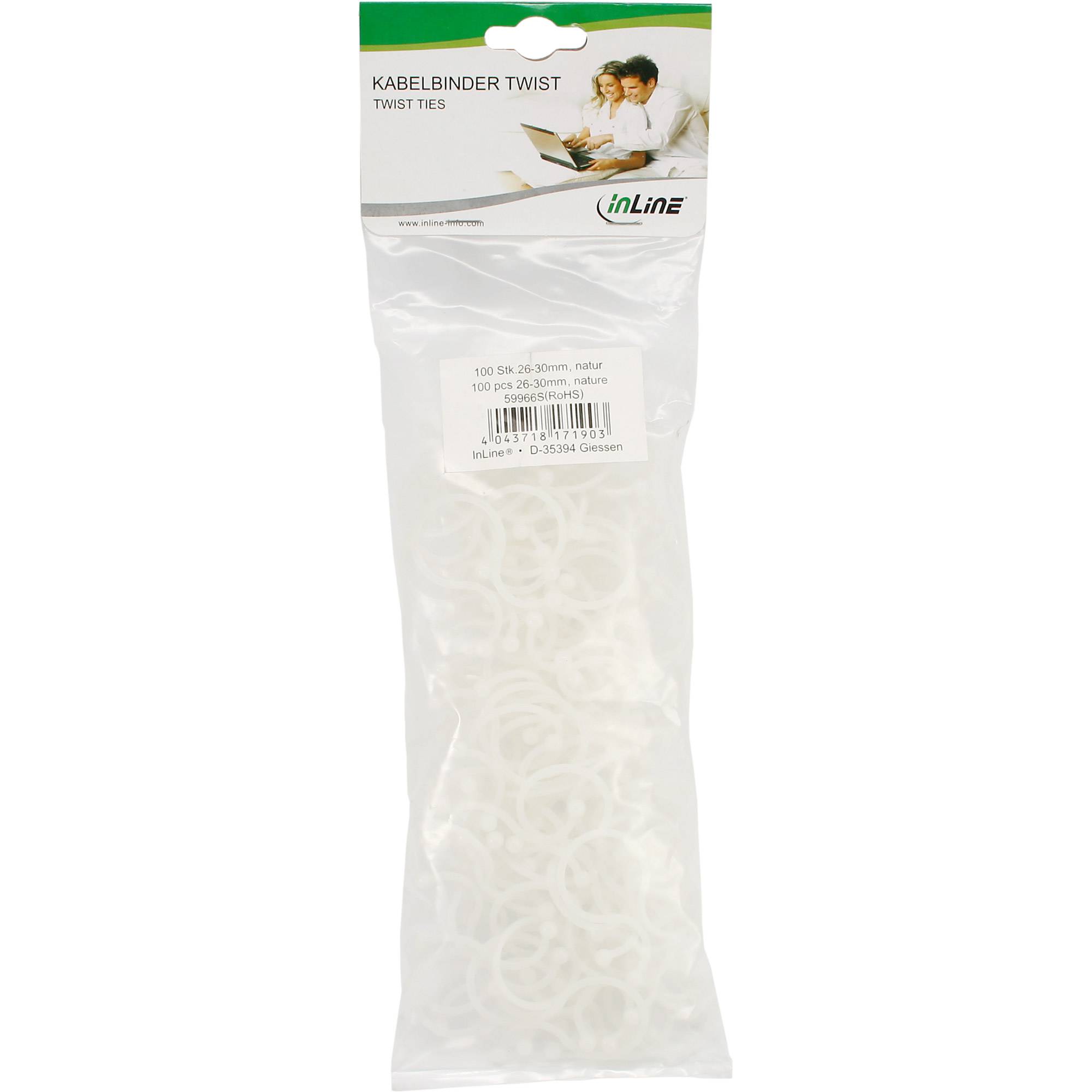 INLINE - Kabelbinder Twist 26-30mm - natur - 100 Stück