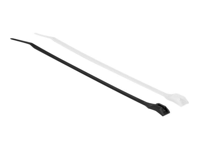 Delock Kabelbinder - mit flachem Kopf - 28 cm - Schwarz, durchsichtig (Packung m