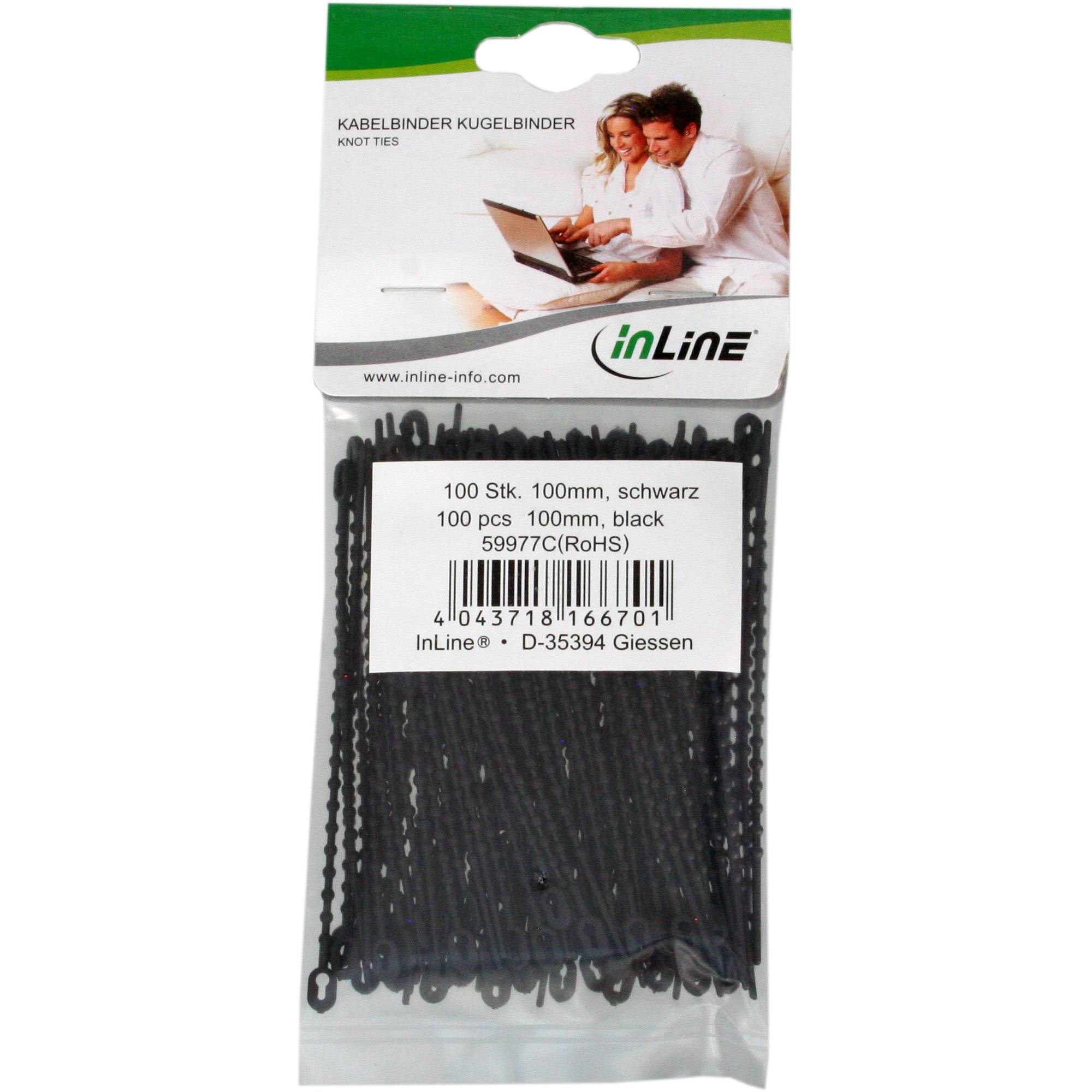 INLINE - Kabelbinder Kugelbinder schwarz - Länge 150mm - 100 Stück
