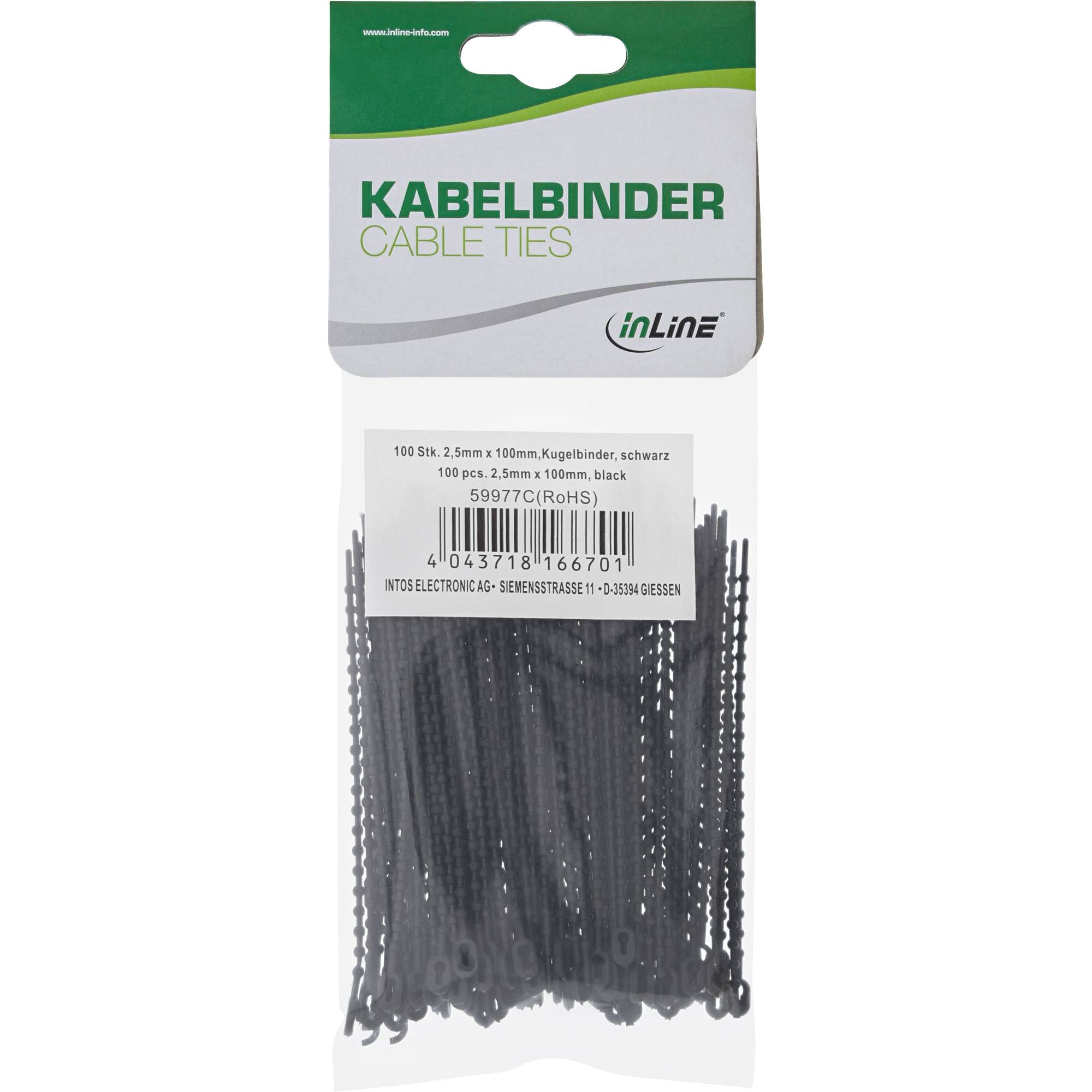INLINE - Kabelbinder Kugelbinder schwarz - Länge 100mm - 100 Stück