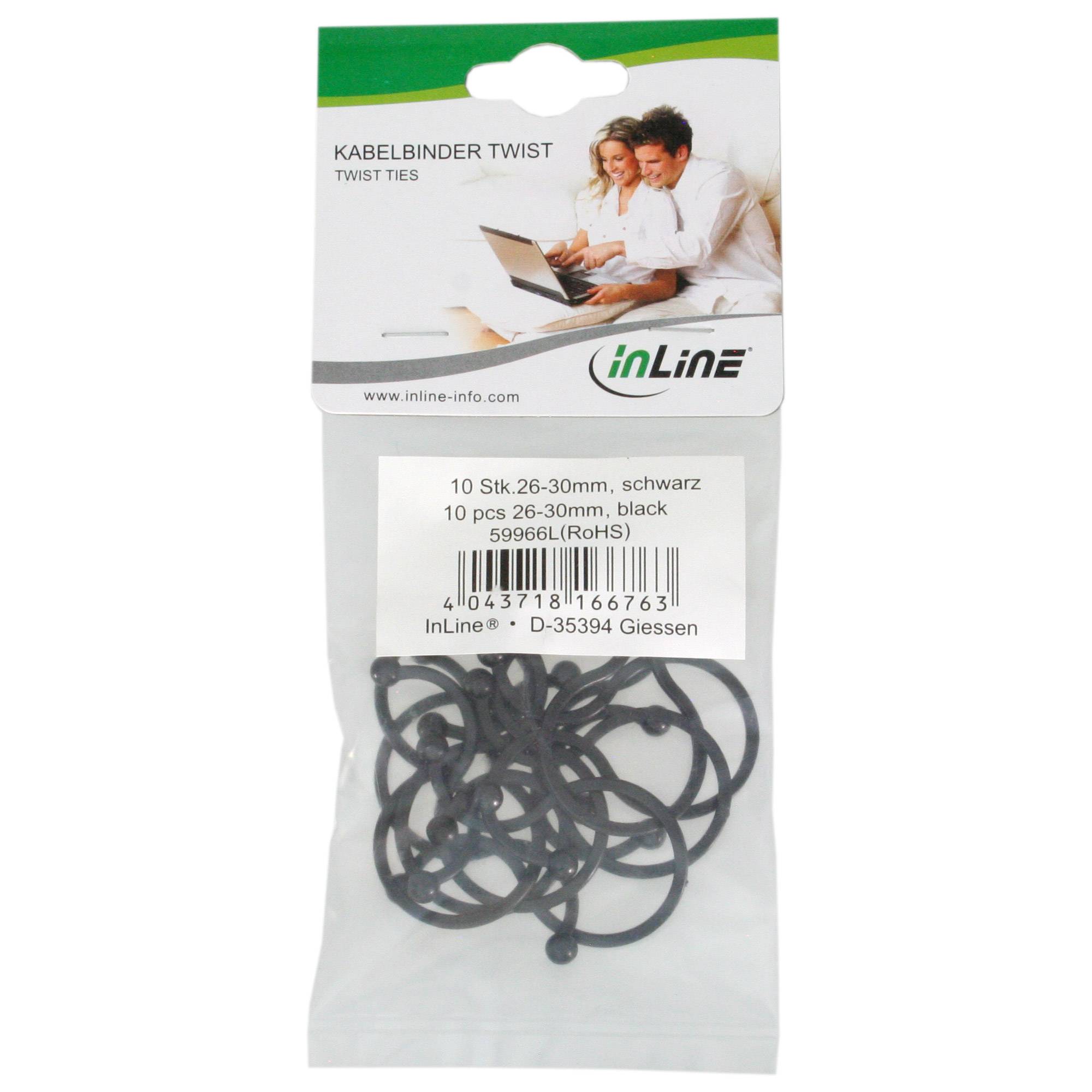 INLINE - Kabelbinder Twist 26-30mm - schwarz - 10 Stück