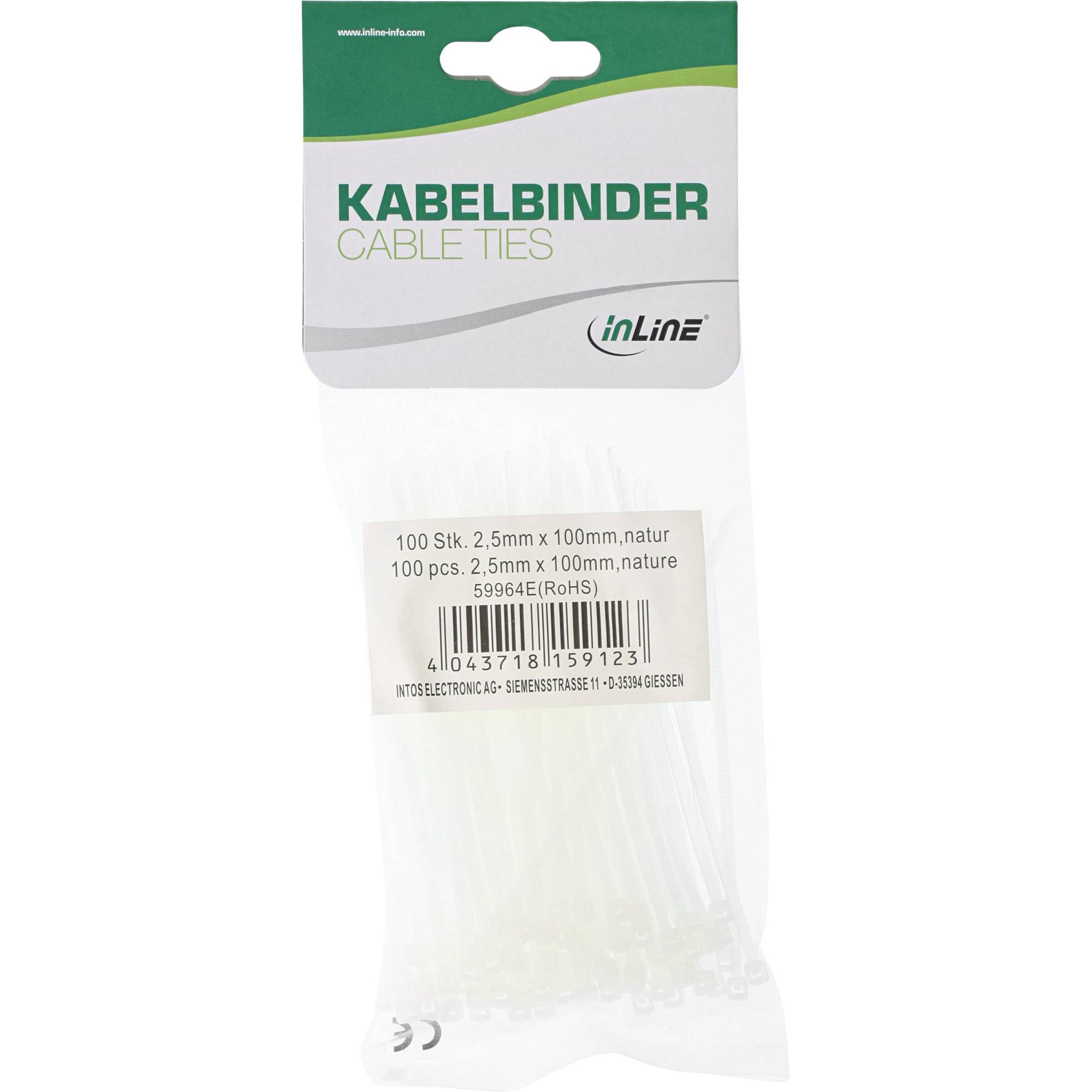 INLINE - Kabelbinder - Länge 100mm - Breite 2,5mm - natur - 100 Stück