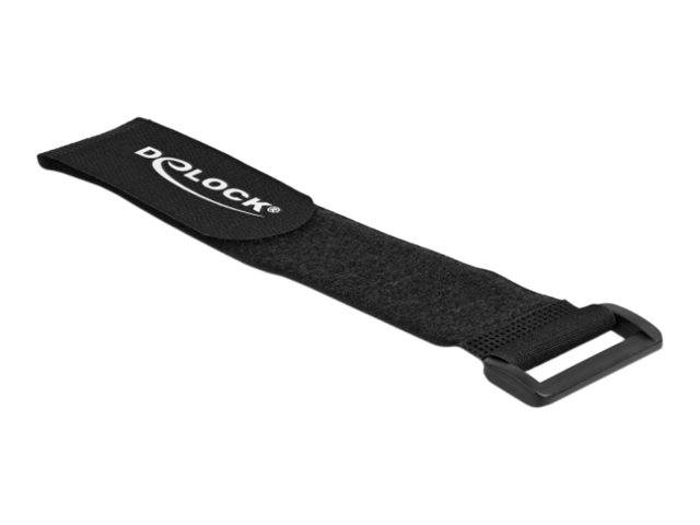 Delock - Klettverschluss-Cinchkabelbinder - 28 cm - Schwarz (Packung mit 3)
