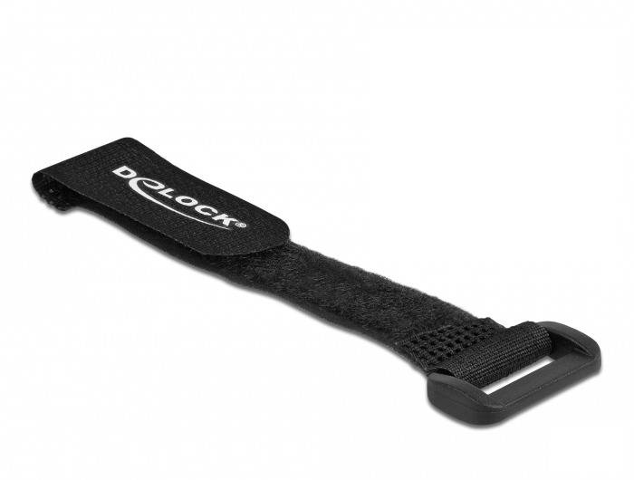 Delock - Klettverschluss-Cinchkabelbinder - 28 cm - Schwarz (Packung mit 3)