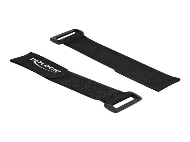 Delock - Klettverschluss-Cinchkabelbinder - 28 cm - Schwarz (Packung mit 3)