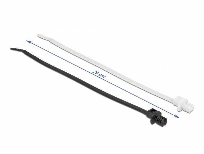 Delock - Kabelbinder - mit Lamellenfuß - 20 cm - Schwarz, durchsichtig (Packung mit 100)