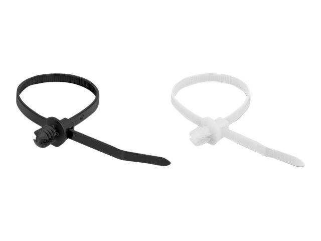 Delock - Kabelbinder - mit Lamellenfuß - 20 cm - Schwarz, durchsichtig (Packung mit 100)