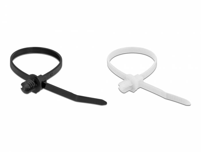 Delock - Kabelbinder - mit Lamellenfuß - 20 cm - Schwarz, durchsichtig (Packung mit 100)