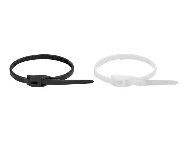 Delock - Kabelbinder - mit flachem Kopf - 11 cm - Schwarz, durchsichtig (Packung mit 100)