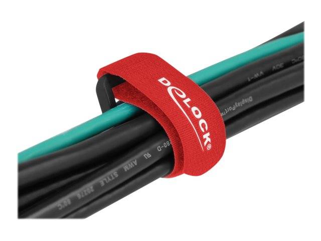 Delock Klettverschluss-Cinchkabelbinder - 28 cm - Rot (Packung mit 3) - 280 x 38