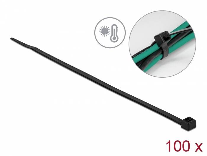 Delock - Kabelbinder - wärmebeständig - 38 cm - Schwarz (Packung mit 100)