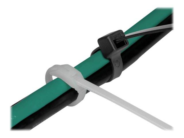 Delock - Kabelbinder - mit flachem Kopf - 15 cm - Schwarz, durchsichtig (Packung mit 100)