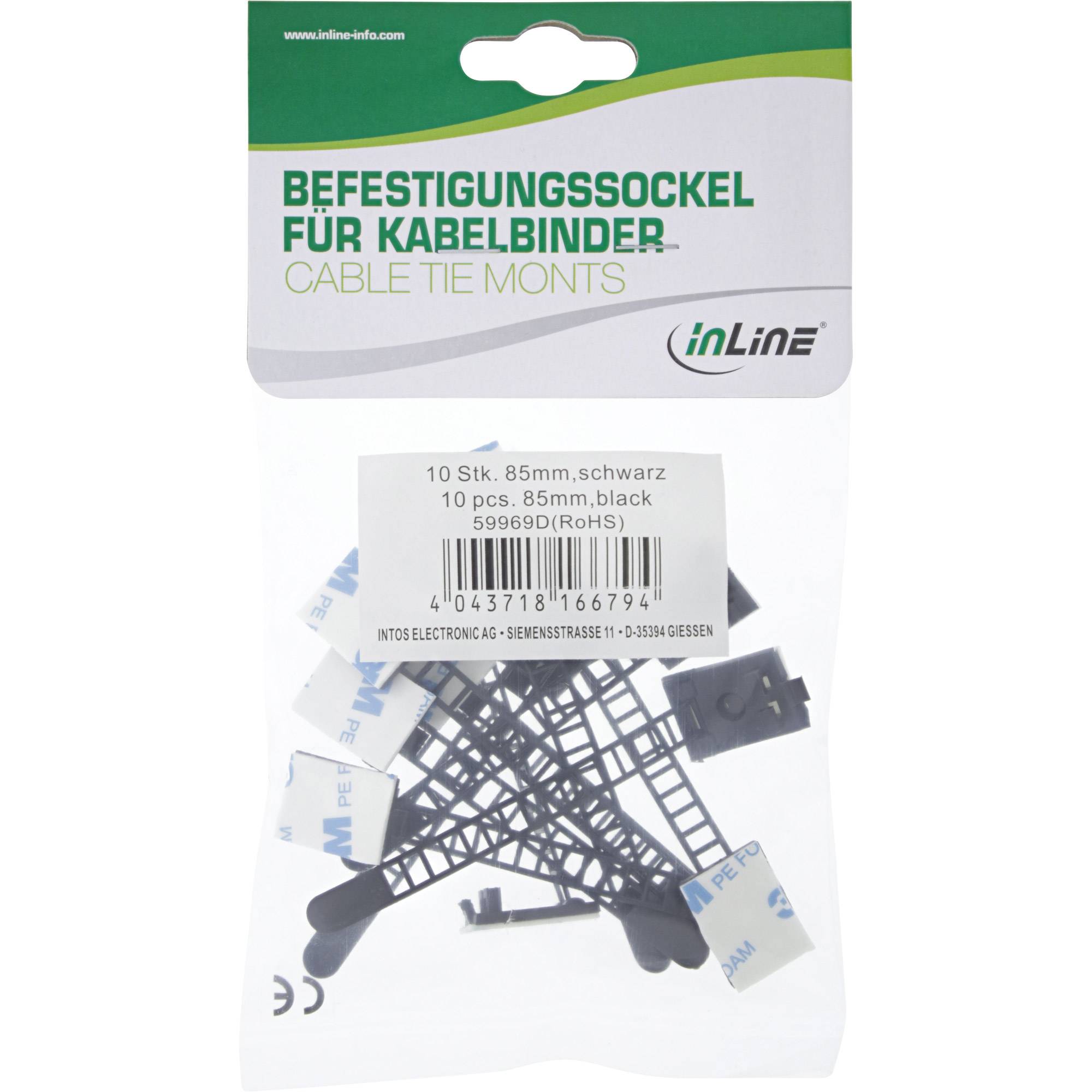 InLine Ajustable cable clamp - Kabelbinder - 8.5 cm - Schwarz (Packung mit 10)