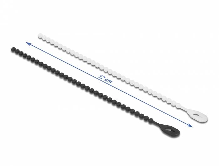 Delock Beaded - Kabelbinder - 12 cm - Schwarz, weiß (Packung mit 100)