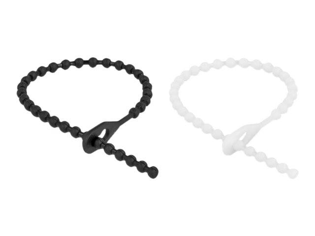 Delock Beaded - Kabelbinder - 12 cm - Schwarz, weiß (Packung mit 100)