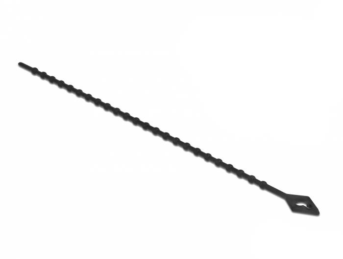 Delock - Kabelbinder - mit Perlen, wiederverwendbar - 15 cm - Schwarz (Packung mit 100)