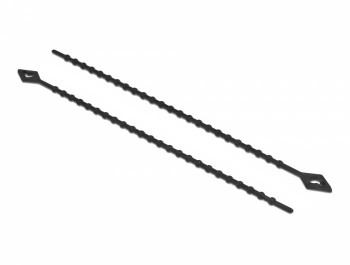 Delock - Kabelbinder - mit Perlen, wiederverwendbar - 15 cm - Schwarz (Packung mit 100)
