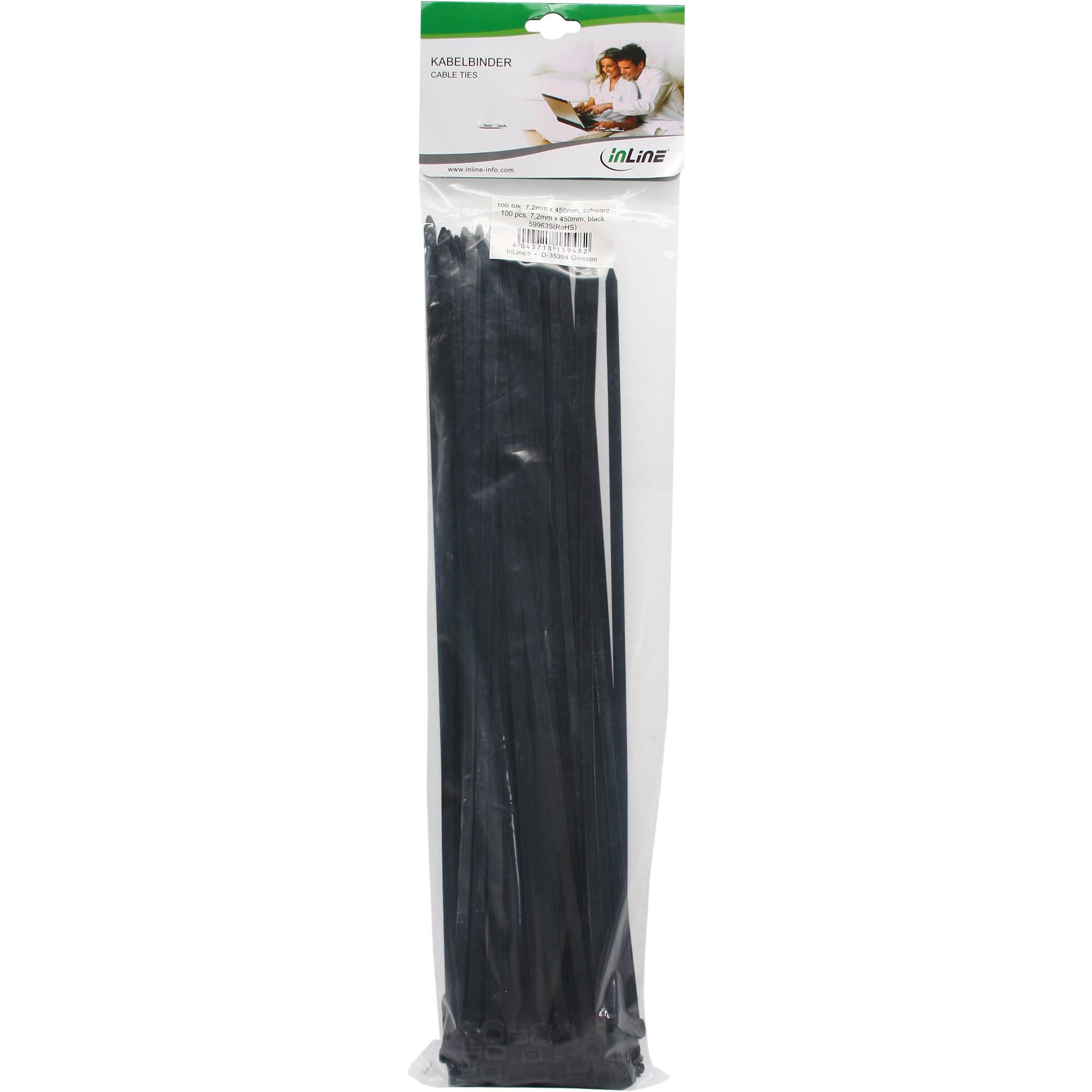 INLINE - Kabelbinder - Länge 450mm - Breite 7,2mm - schwarz - 100 Stück