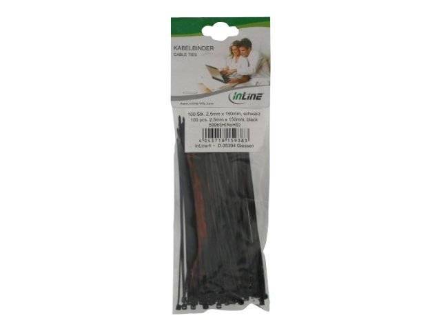 INLINE - Kabelbinder - Länge 150mm - Breite 2,5mm - schwarz - 100 Stück