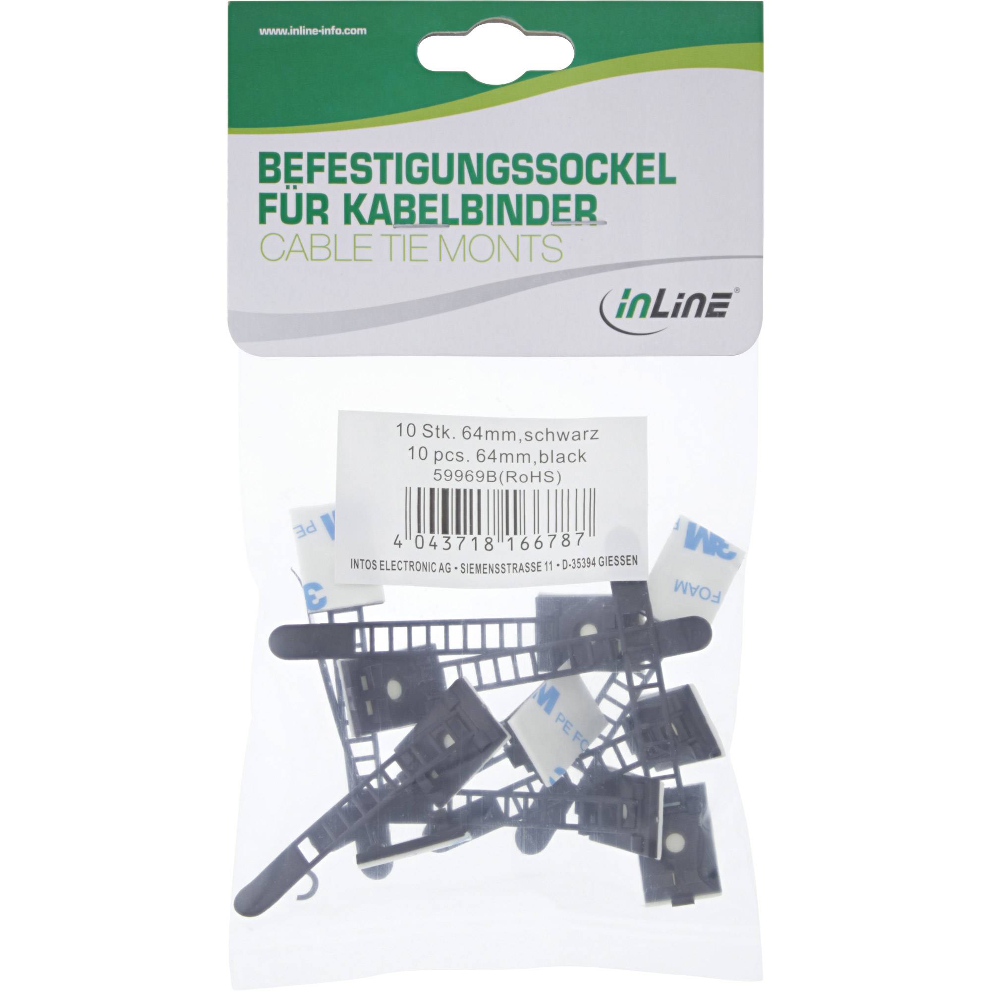 InLine Ajustable cable clamp - Kabelbinder - 6.4 cm - Schwarz (Packung mit 10)