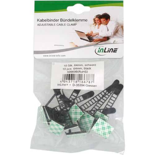 InLine Ajustable cable clamp - Kabelbinder - 6.4 cm - Schwarz (Packung mit 10)