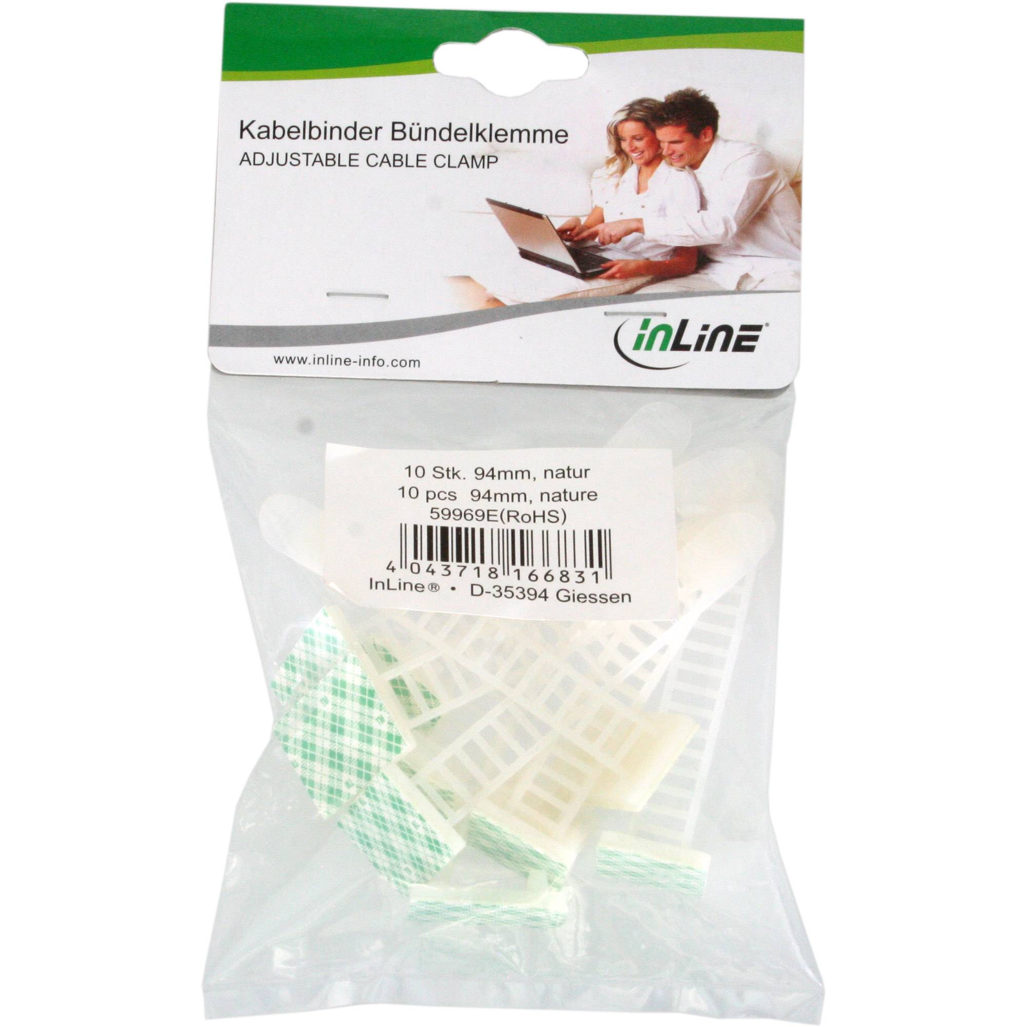 InLine Ajustable cable clamp - Kabelbinder - 9.4 cm - Natur (Packung mit 10)