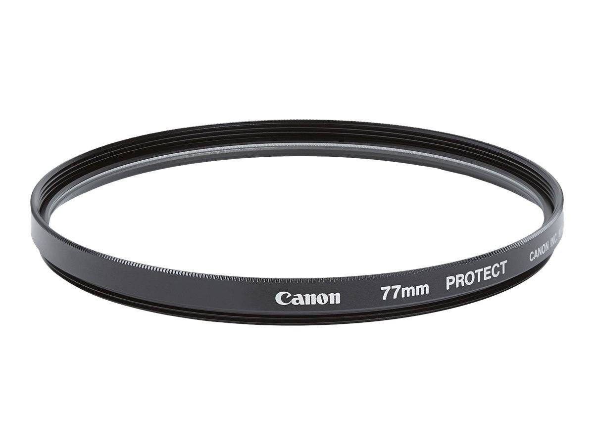 Canon 77mm Schutzlinsenzfilter-Ring auf weißem Hintergrund gezeigt.