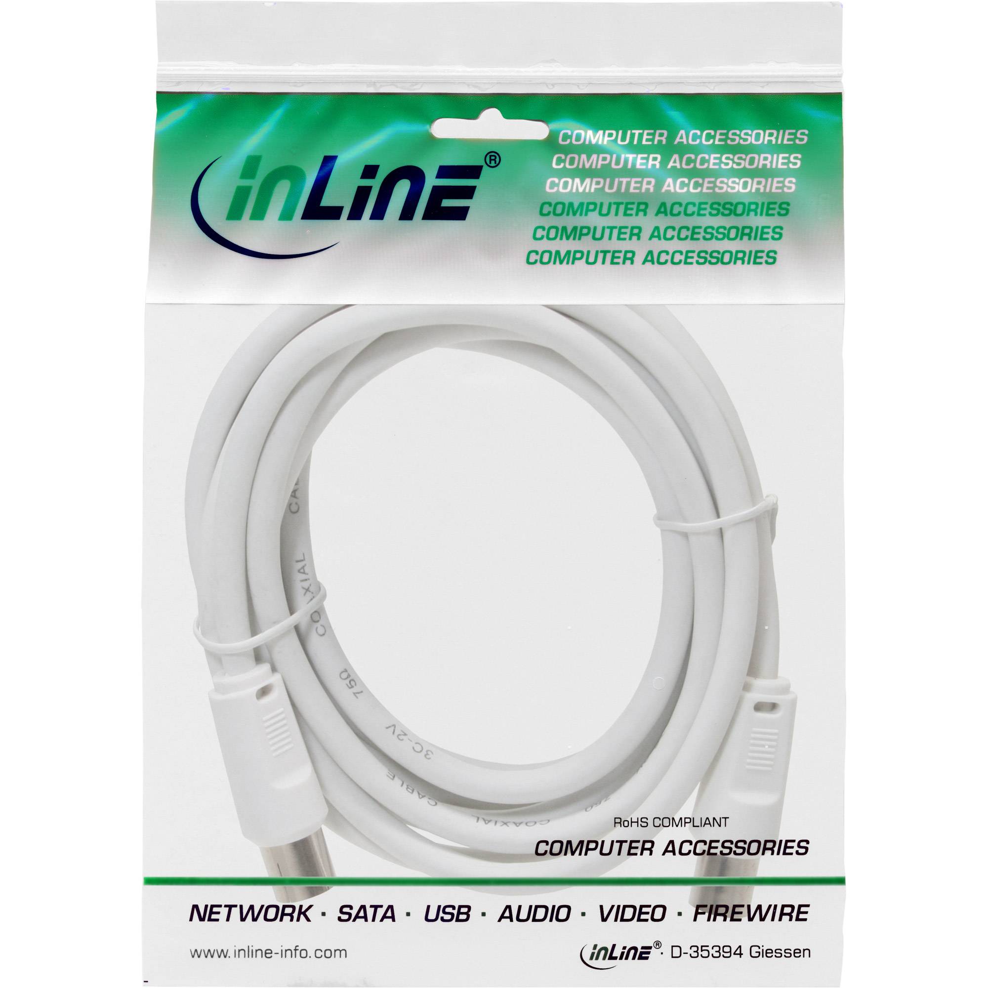 INLINE - Antennenkabel - 2x geschirmt - >75dB - weiß - 7m