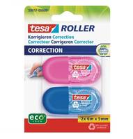 TESA Roller Korrigieren ecoLogo, Blau, Pink, 6 m, 5 mm, 100%, Sichtverpackung, 2 Stück(e)