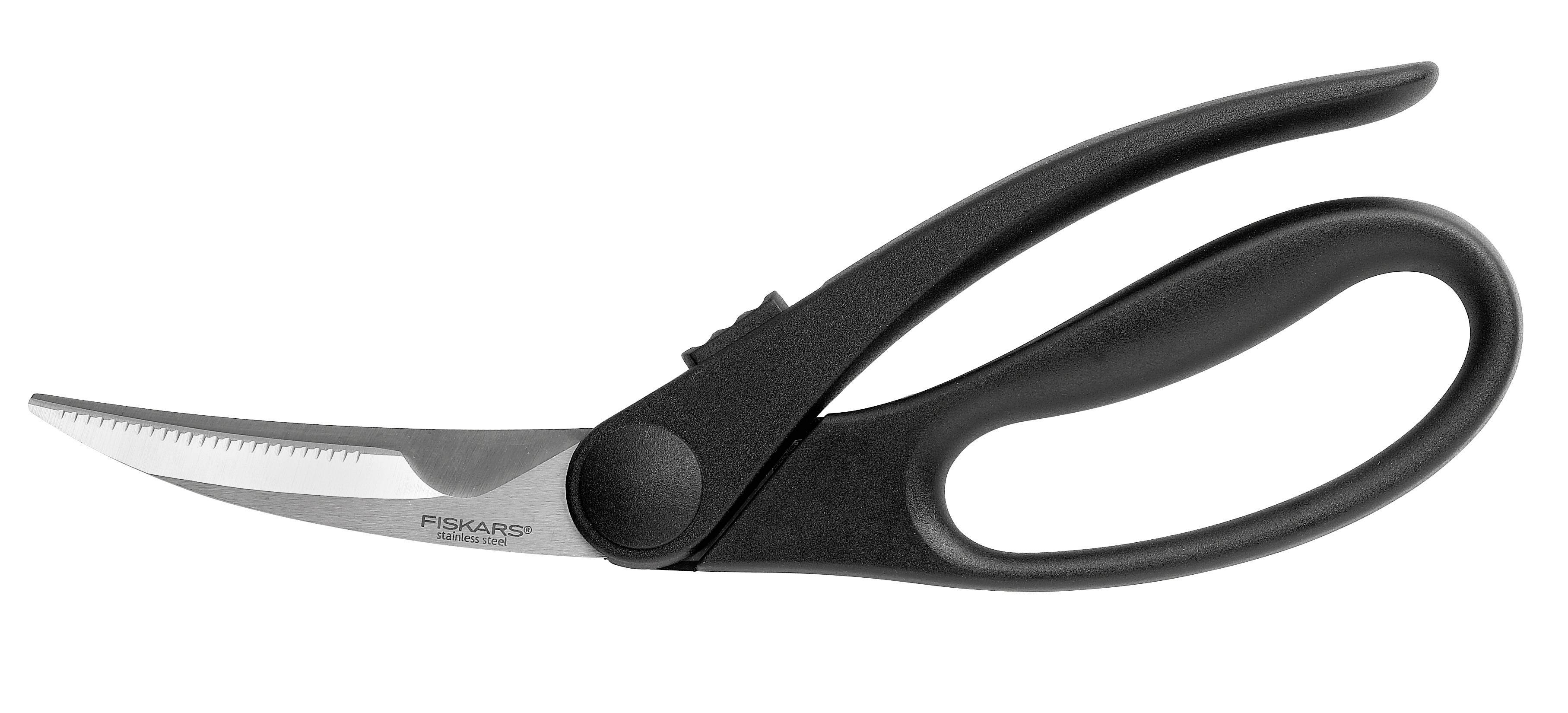 Fiskars 1023819, Geflügel, Schwarz, Edelstahl, Edelstahl, Kunststoff, 55 HRC, 23 cm
