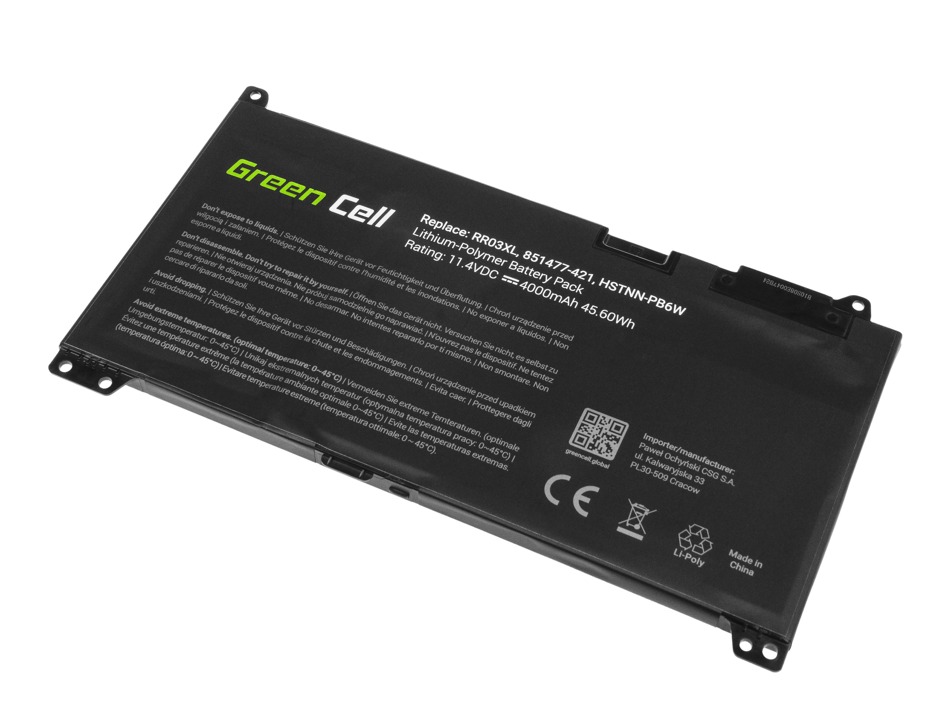 Green Cell Laptop Battery for HP ProBook 430 - 470 G4 G5 - 11.4V - 4000mAh