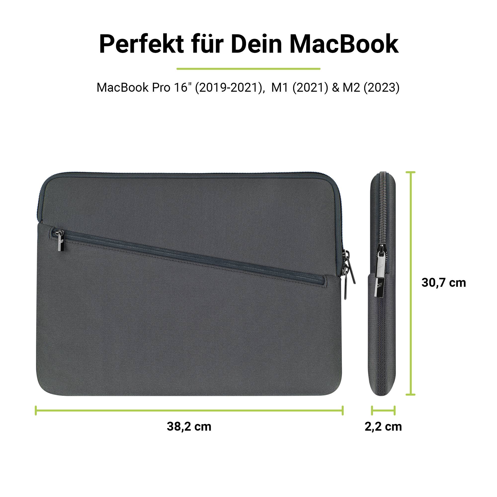 Neoprene Sleeve Pro, Neopren Tasche mit Zubehör-Fach, Titan