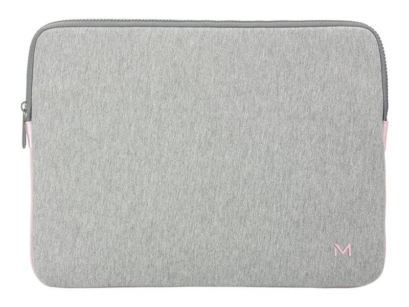 Graue Laptop-Schutztasche mit Reißverschluss und kleinem rosa 