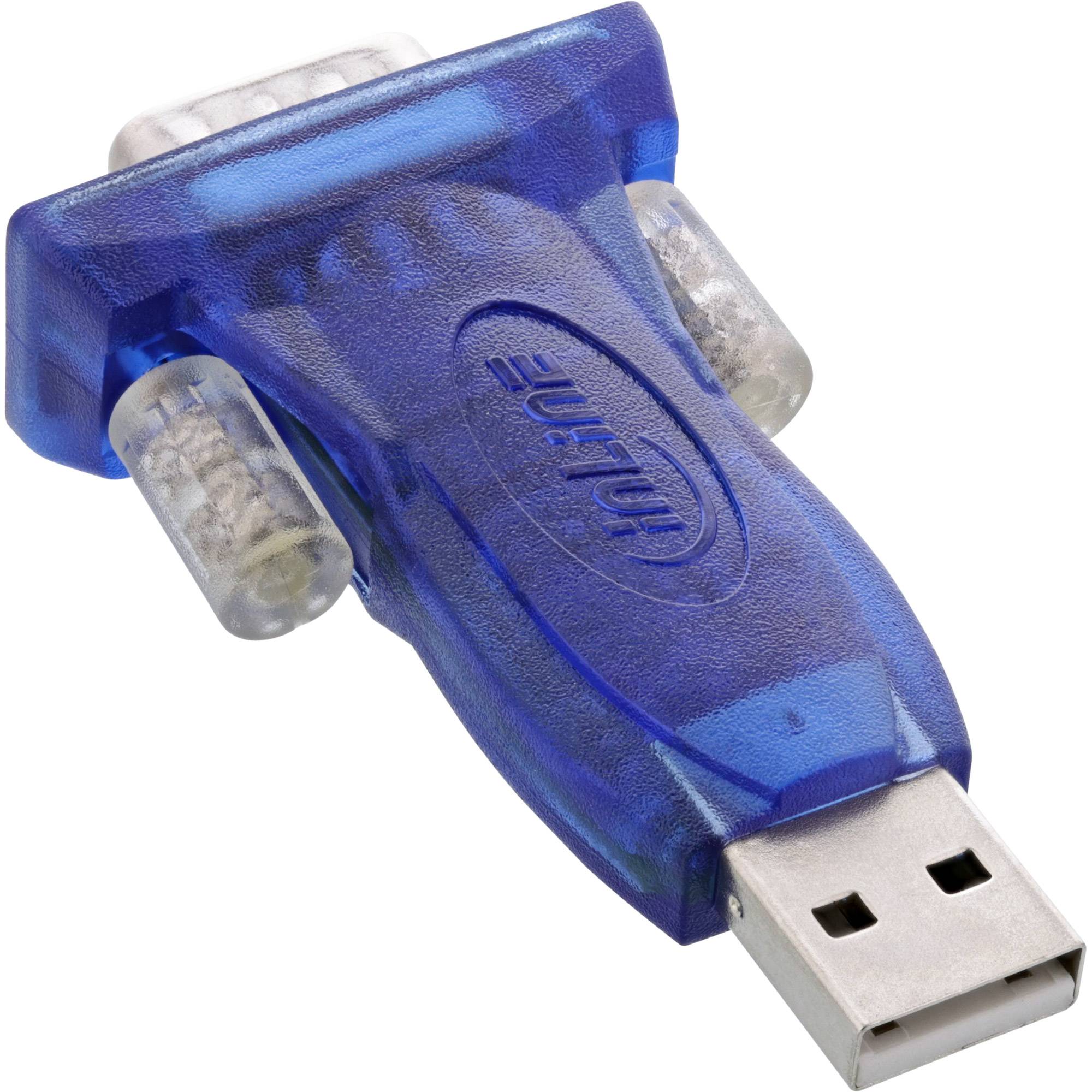 Blauer USB-Stecker-Adapter mit zwei Seitenports, auf weißem Hintergrund gezeigt.