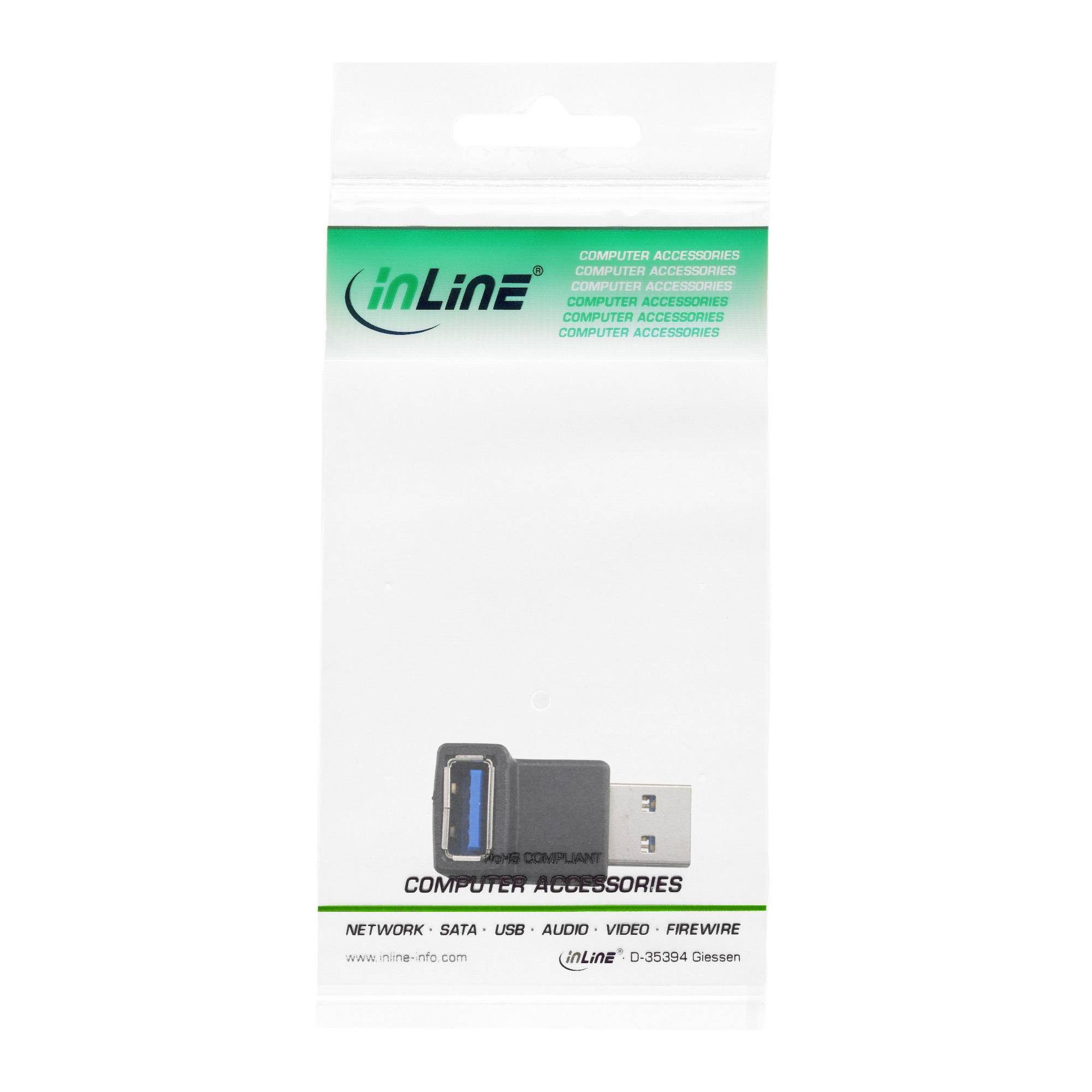 INLINE - USB 3.0 Adapter - Stecker A auf Buchse A - gewinkelt 90°