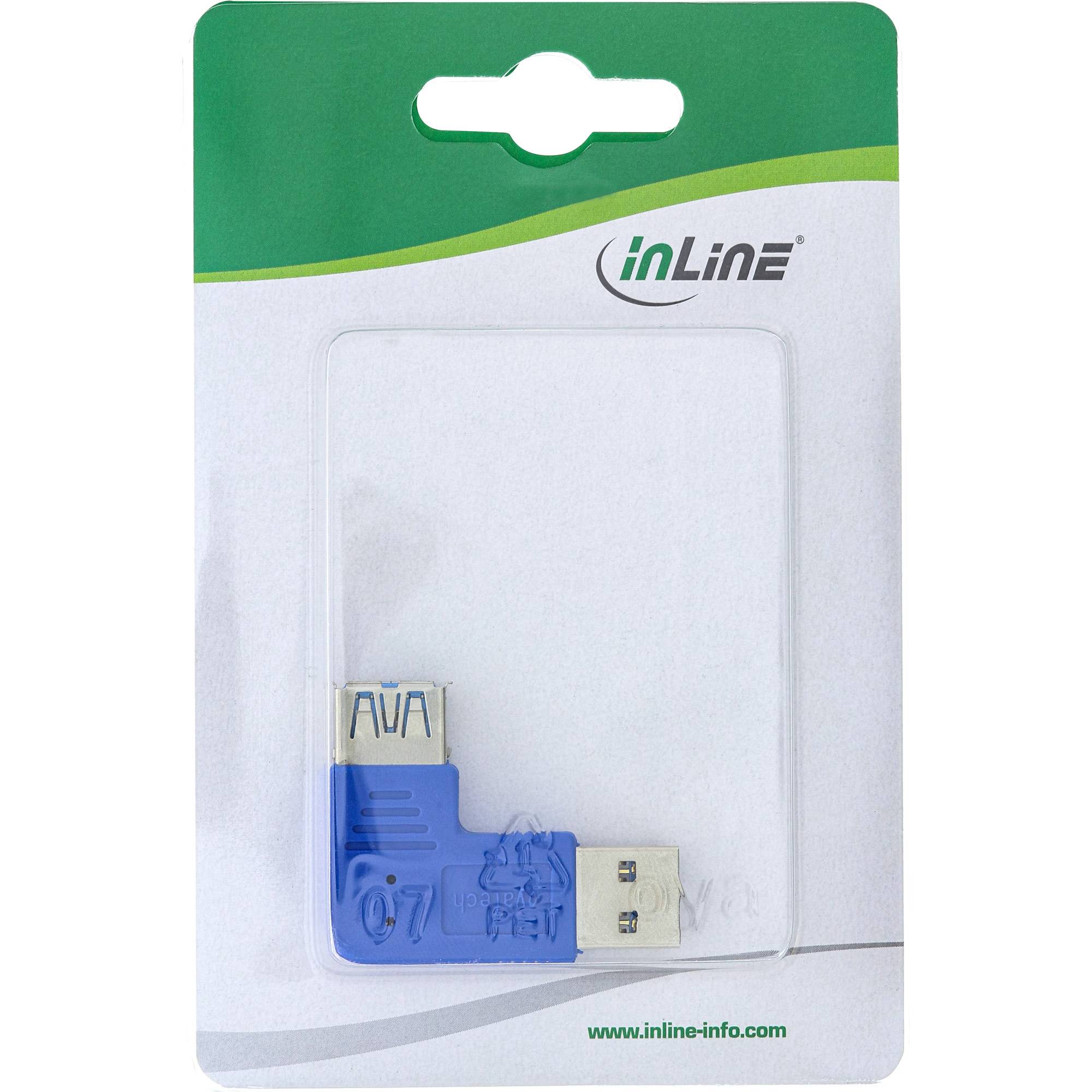 INLINE - USB 3.0 Adapter - Stecker A auf Buchse A - links gewinkelt 90°