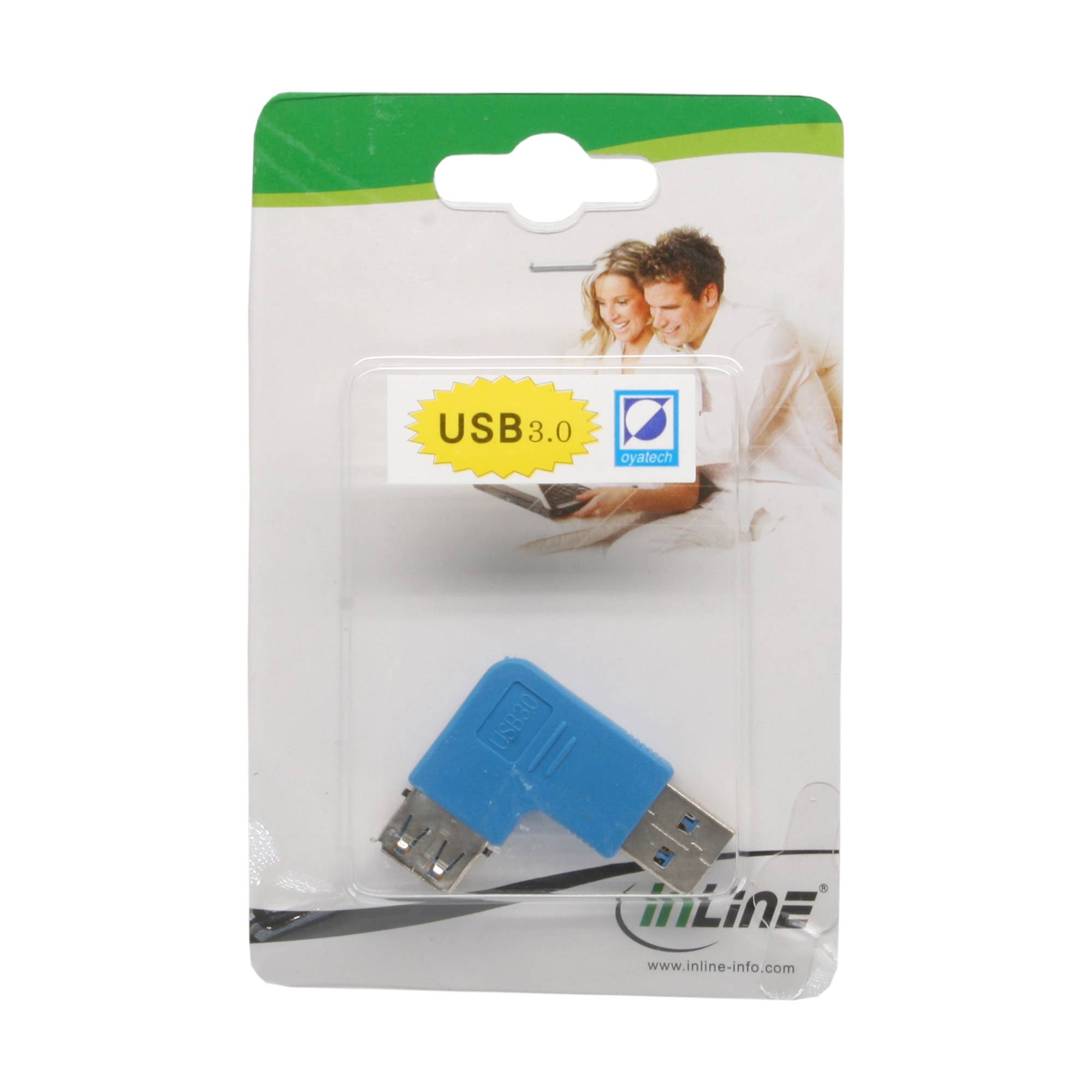 INLINE - USB 3.0 Adapter - Stecker A auf Buchse A - links gewinkelt 90°