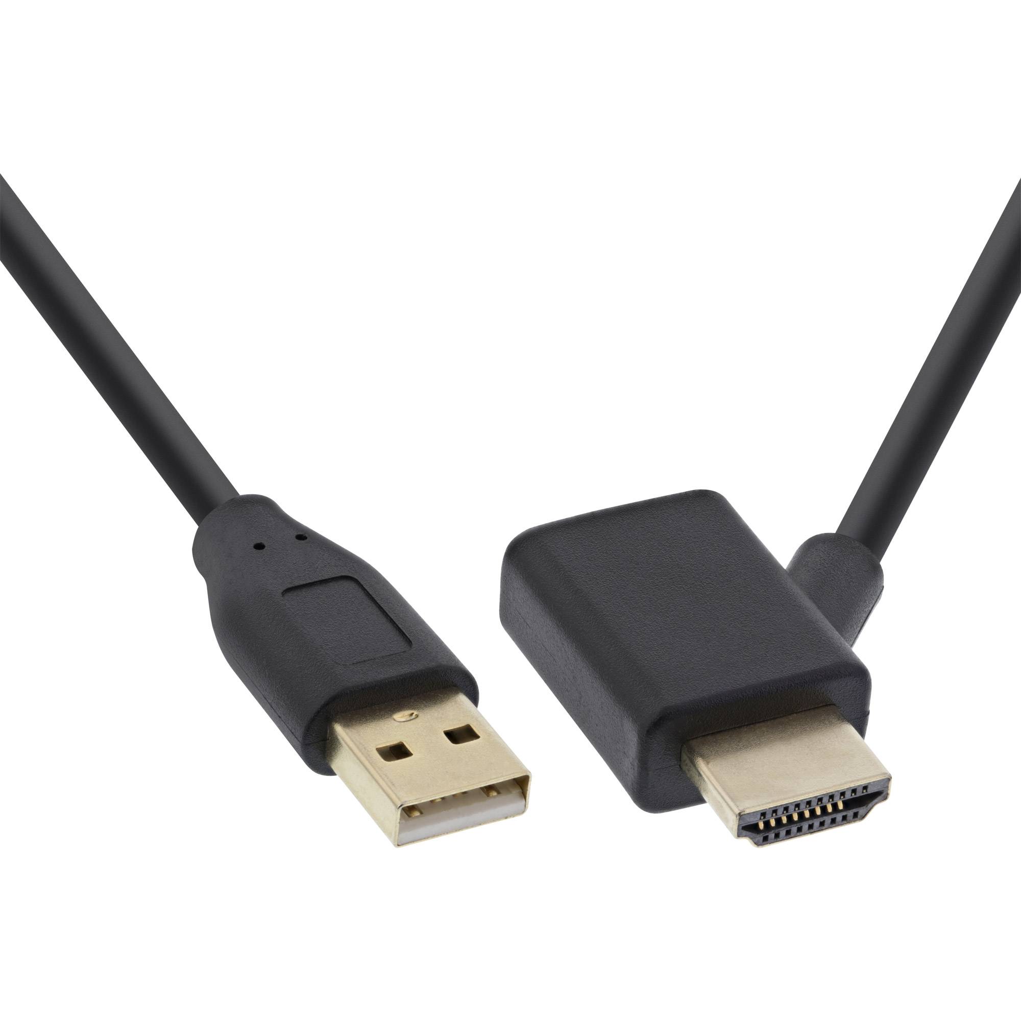 INLINE - HDMI Adapter Stecker/Buchse mit USB-Power Einspeisung - 0,5m
