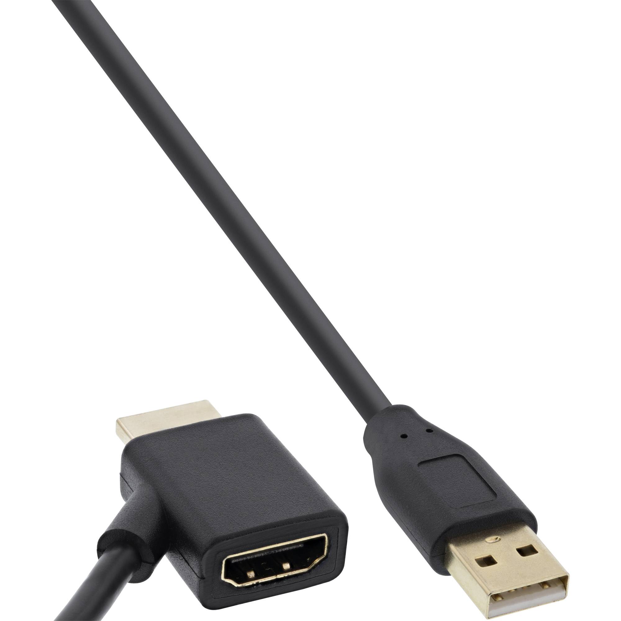 INLINE - HDMI Adapter Stecker/Buchse mit USB-Power Einspeisung - 0,5m