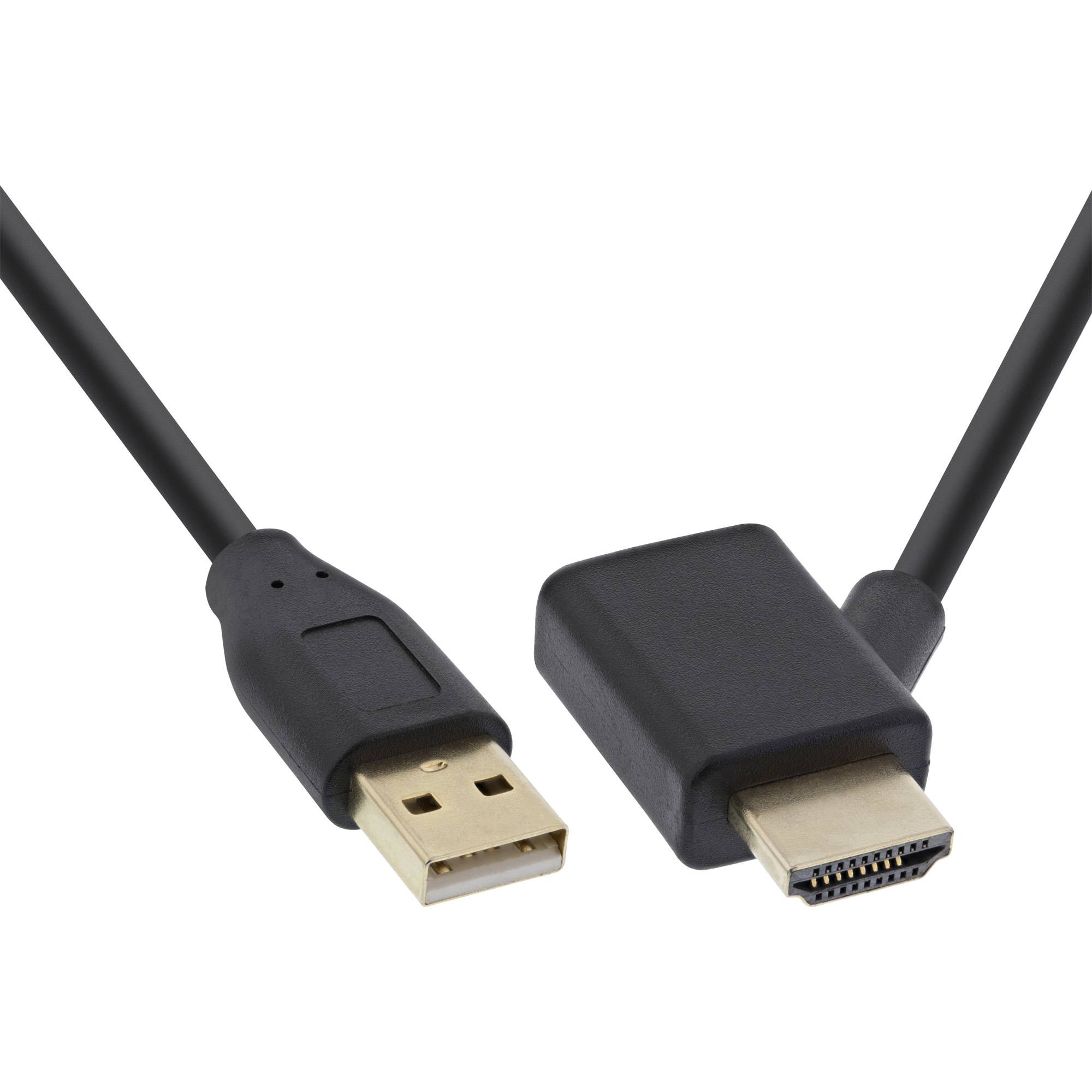 INLINE - HDMI Adapter Stecker/Buchse mit USB-Power Einspeisung - 0,5m