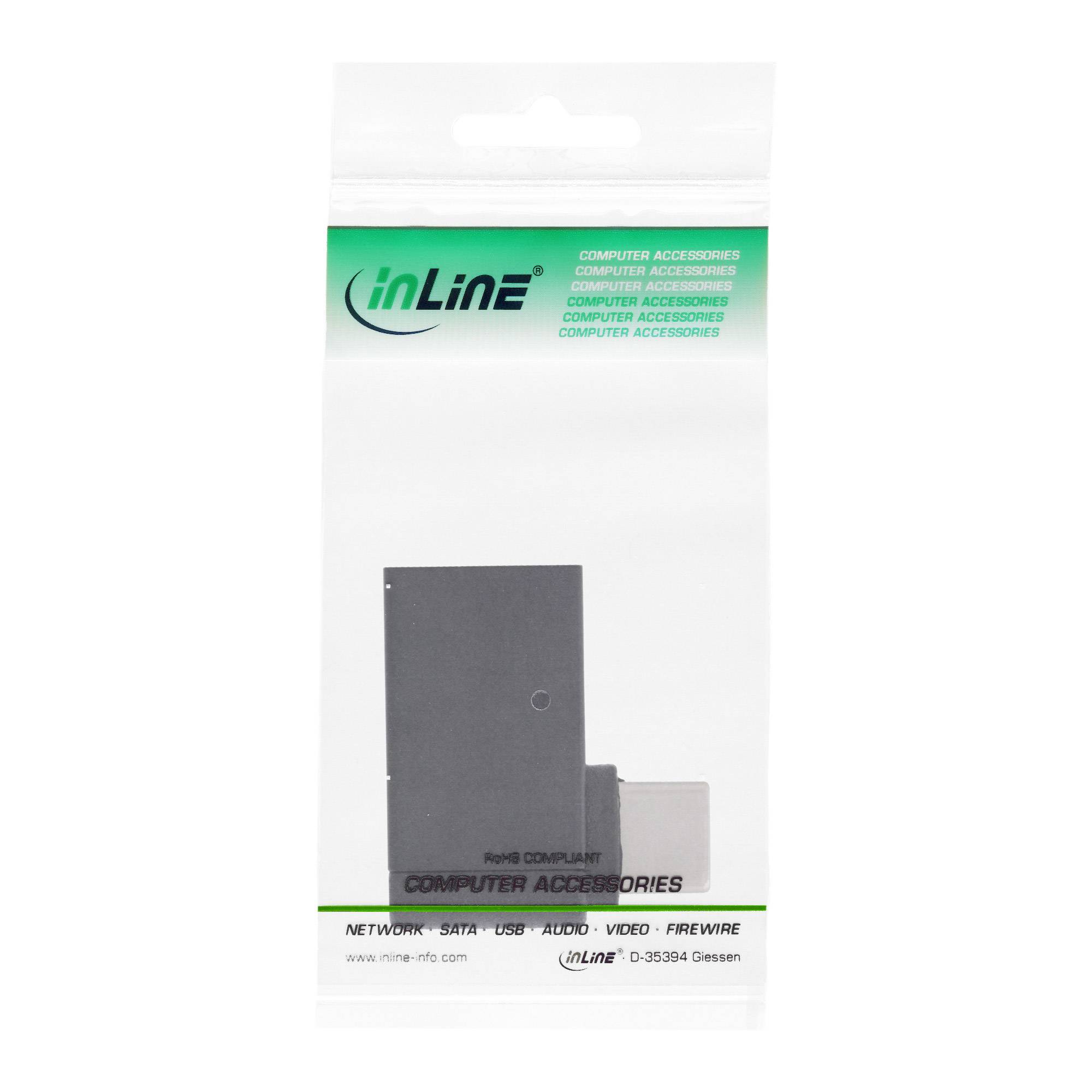 Verpackung für ein inLine Computerzubehör mit einer grauen Adapterkarte mit der Aufschrift „RoHS KONFORM