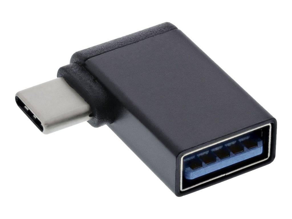 USB-C auf USB-A Adapter, schwarz, auf weißem Hintergrund dargestellt.
