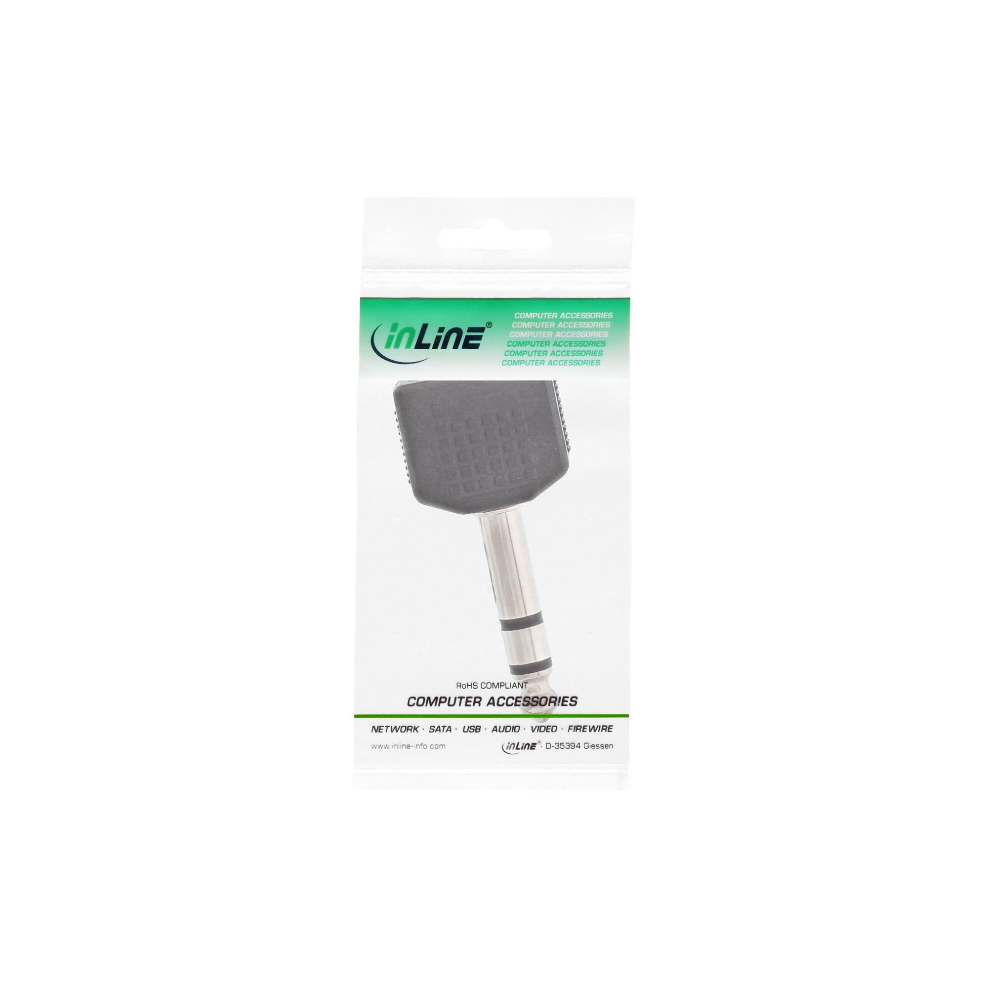 INLINE - Audio Adapter Stereo - 6,3mm Klinke Stecker an 2x 3,5mm Klinke Buchse