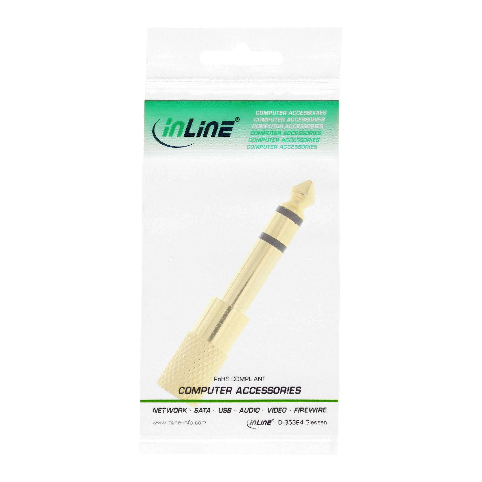 INLINE - Audio Adapter - 6,3mm Klinke Stecker an 3,5mm Klinke Buchse - Stereo - gold