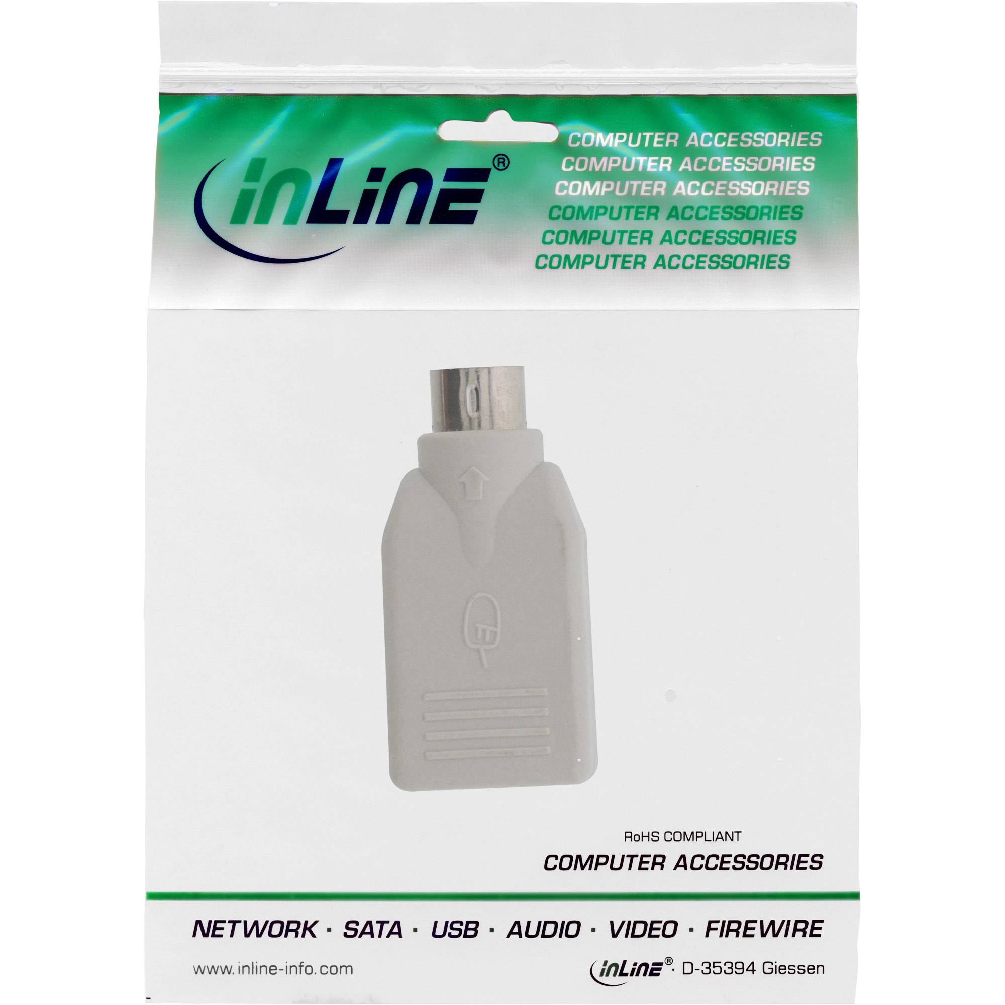 INLINE - USB PS/2 Adapter - USB Buchse A auf PS/2 Stecker