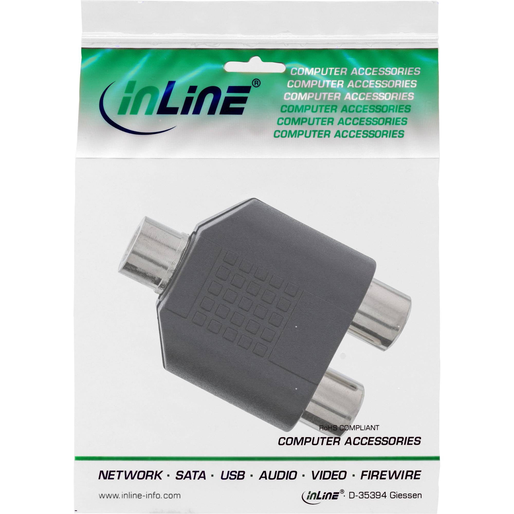 INLINE - Audio Adapter - 3,5mm Klinke Buchse Mono an 2x Cinch Buchse