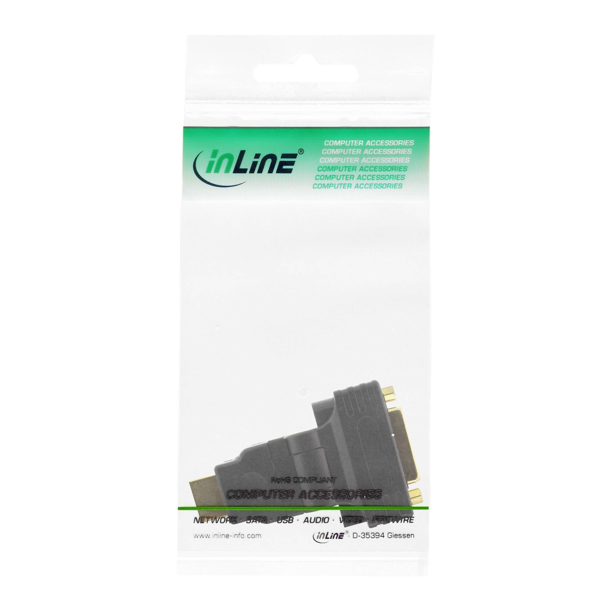 INLINE - HDMI-DVI Adapter - 19pol Stecker auf 24+1 Buchse - mit 180° Winkel