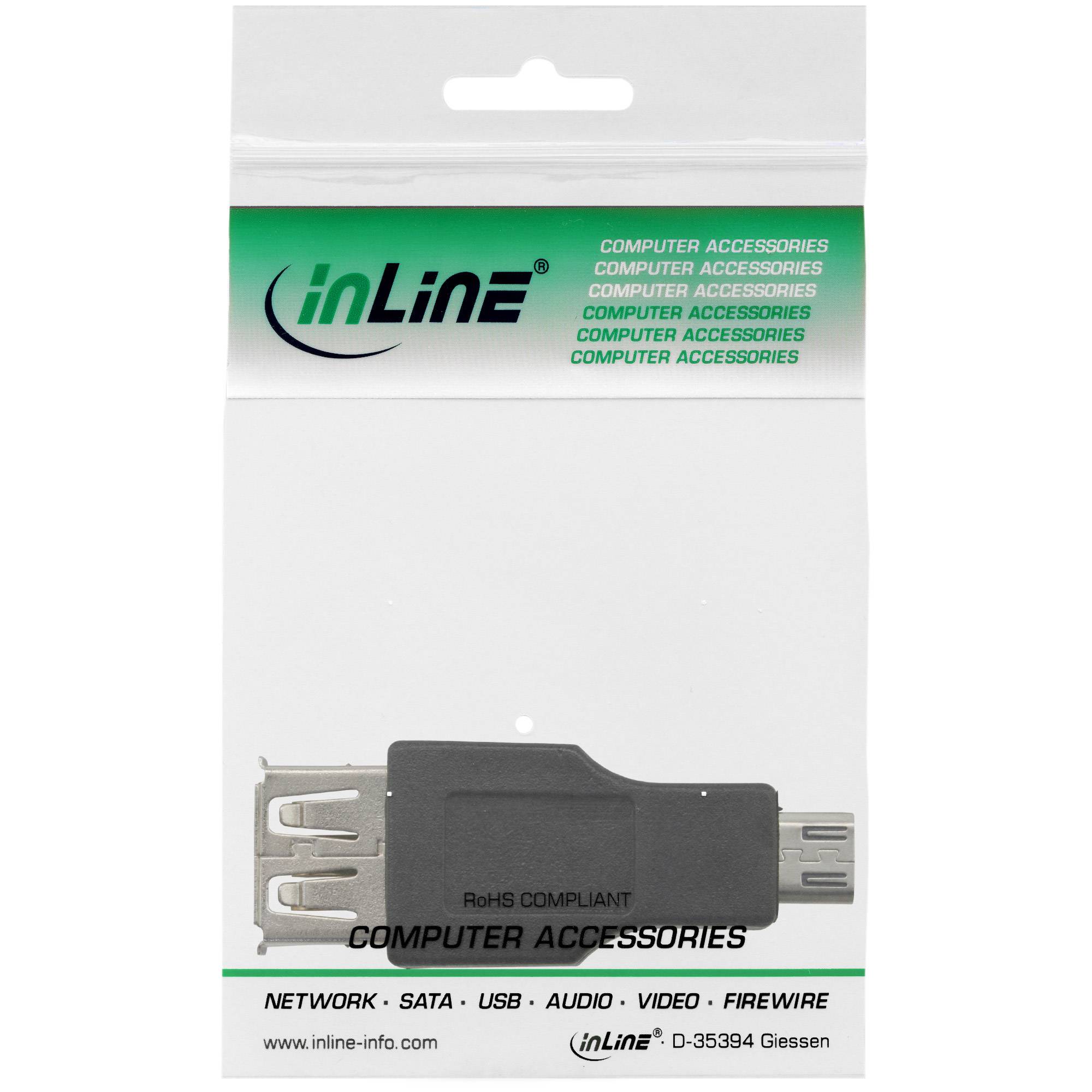 InLine-Markenbadapter mit USB in transparenter Handelsverpackung, gekennzeichnet mit „Computerzubehör